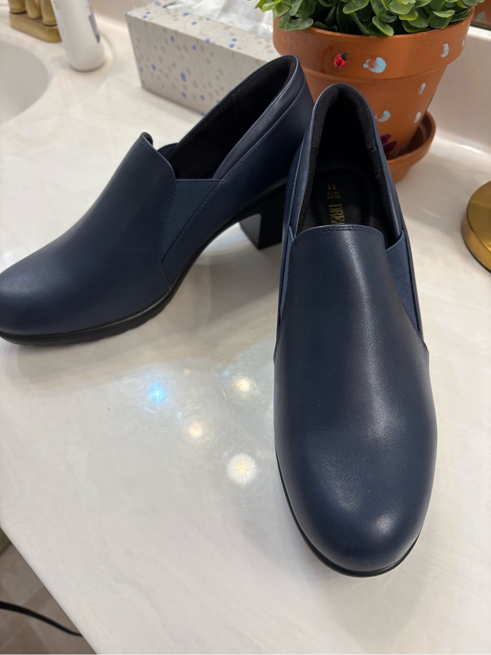 Dream Pairs Navy Slip-On Block Heel Pumps